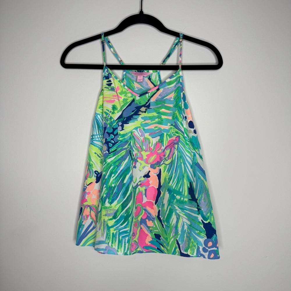 Lilly Pulitzer Dusk silk tank top in the Purrfect print